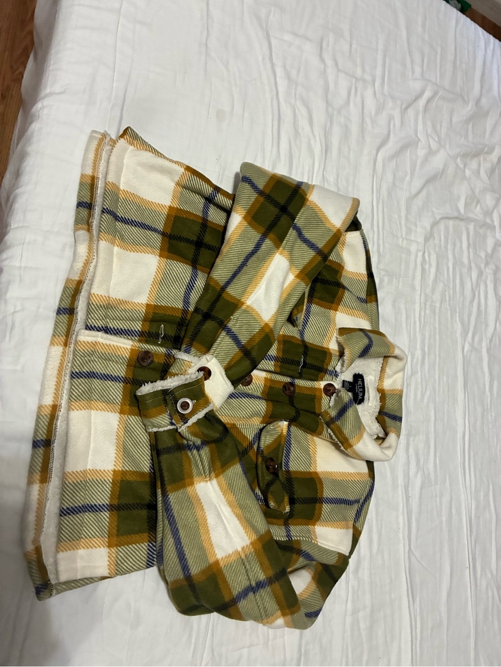 Plaid Sherpa-Lined Kids Jacket - Olive & Cream